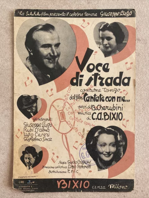 Voce Di Strada canzone tango spartito musicale d'epoca mandolino e canto 1941