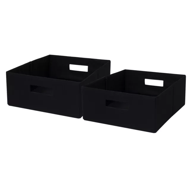 Black 2 Pack Set Multifunctional Half-Size Fabric Storage Bin 2.75x15 x6 Inch