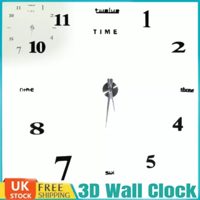 3D DIY Large Roman Numerals Luxury Mirror Wall Clock Sticker Home Office Decor