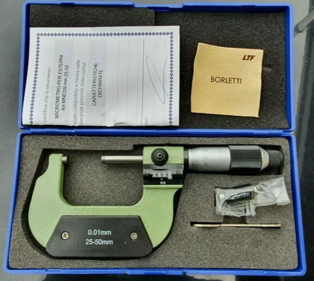 Micrometro per esterno esterni BORLETTI 25 - 50 mm con numeratore 0,01 MNE2W