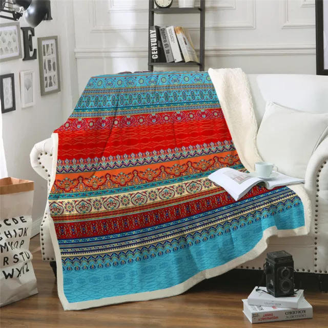 Soft Warm Faux Fur Fleece Blanket for Sofa Chair Bed Bohemian Throw Blanket Boho