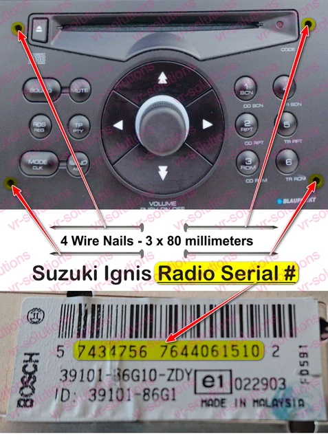 03-08 Code Stereo Radio Cd Suzuki Ignis - Rapide 2