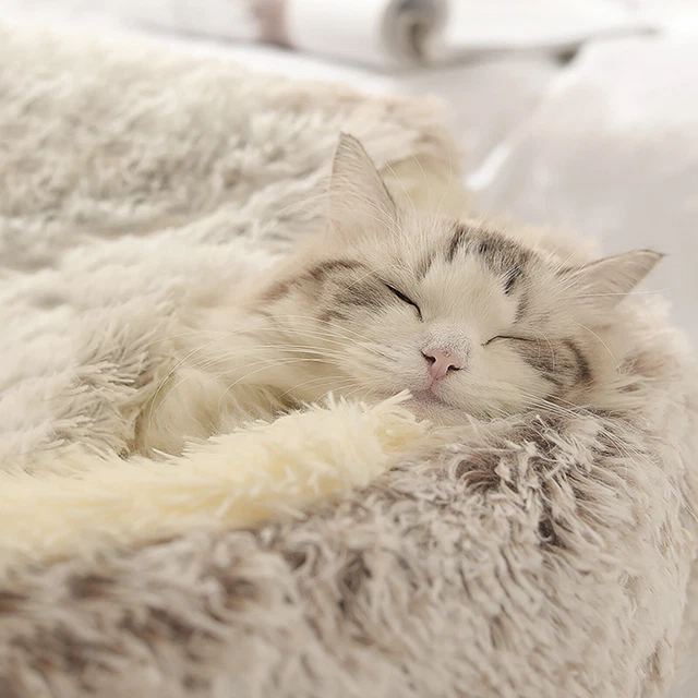 Plush Pet Cat Cave House Sleeping Bed Kennel Puppy Super Soft Warm Cuddler Nest 8