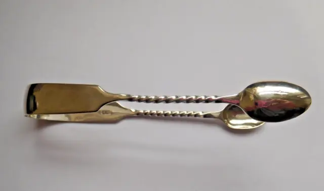 Antique Pair Solid Silver Sugar Tongs By Henry Holland London 1867
