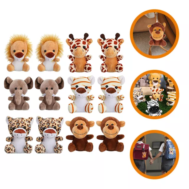 12 Pcs Plush Toy Pendant Animal Key Ring Backpack Hanging Gorilla