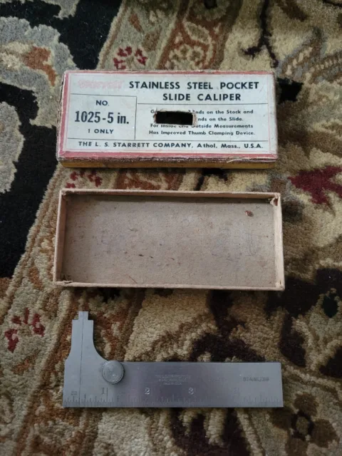 Starrett Pocket Slide 6" Vernier Caliper No. 1025-5 Stainless MADE IN U.S.A.