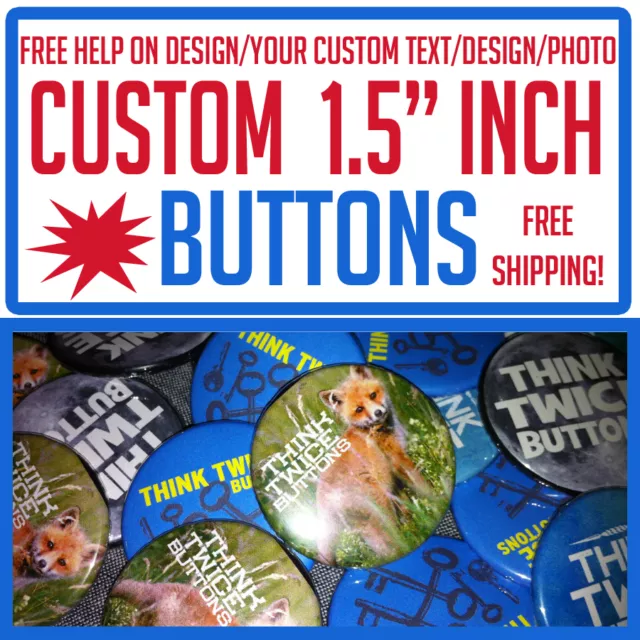 5 Custom 1.5" inch Buttons Badges Pins Punk Indie Bands Rock Pinback