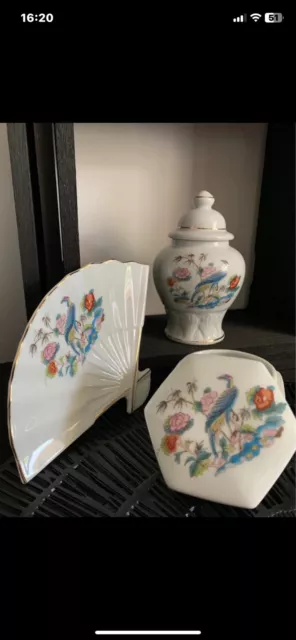 Lot De Rangements En Porcelaine Décor Paon Vintage