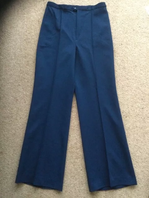 Vintage 1970's - Ladies Navy Blue Flared Trousers - St Michael - Size 14