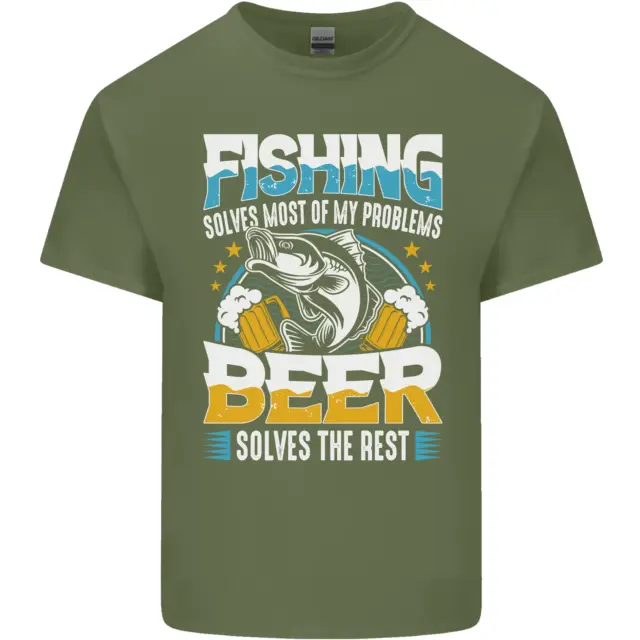 T-shirt top da pesca e birra divertente pescatore alcol da uomo cotone 7