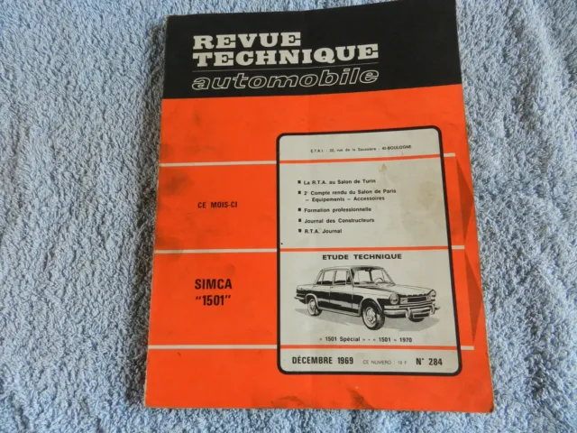 Revue Technique Automobile  Rta N° 284 Simca "1501"