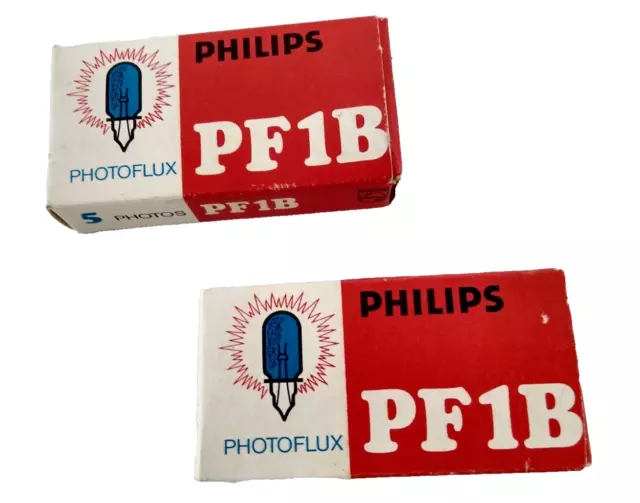 VINTAGE PHILIPS PHOTOFLUX PF1B FLASH BULBS - 5 bulbs x 2