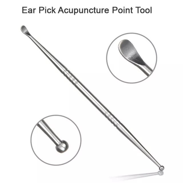 Sonda de punto de acupuntura de acero de doble cabeza bolígrafo de punta auricular recolectores de cera para los oídos sujetador
