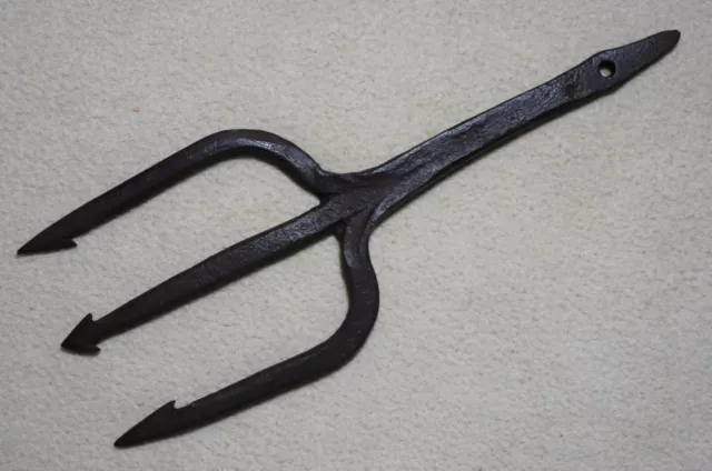 Antique Hand Forged Blacksmith 3-Tine Cast Iron Fishing Spear