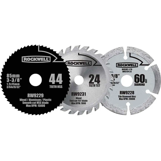 Rockwell RW9232K VersaCut 3-piece Circular Saw Blade Set Gray Some Used