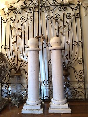 pair antique vtg column posts newel architectural wood victorian old style