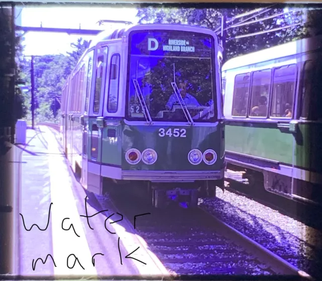 MBTA Green Line Train #3452 ELIOT STATION Sept '78 Orig Kodachrome Slide 5 9