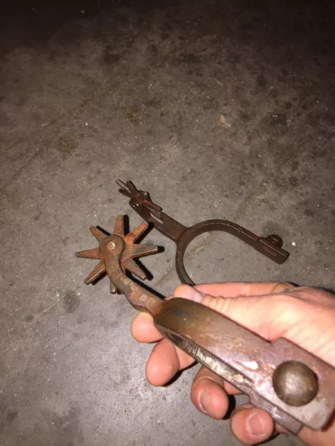 Cowboy Spurs Set Metal Rust Patina Cowpoke Rodeo Ranch Western Collector GIFT