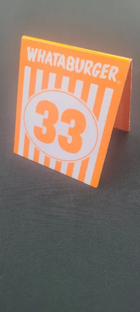 Individual WHATABURGER Restaurant Table Tent Number 33- Modern Glossy