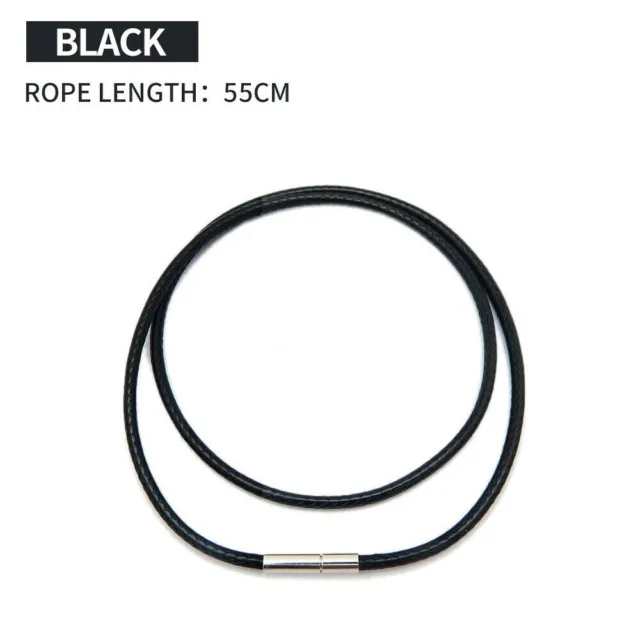 Men Women Black Leather Cord Choker Stainless Necklace Rope (Steel Turn & Click)