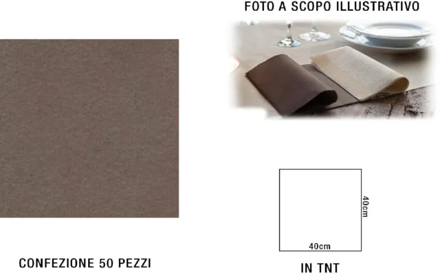 Prato Tnt Tovaglioli Airlaid cm 40x40 Set 50 pezzi Chocolat NT120893