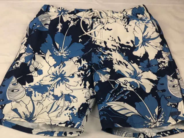 NIKE Swim Trunks Mens XL drawstring Hawaiian Floral Mesh Lining Side Pockets