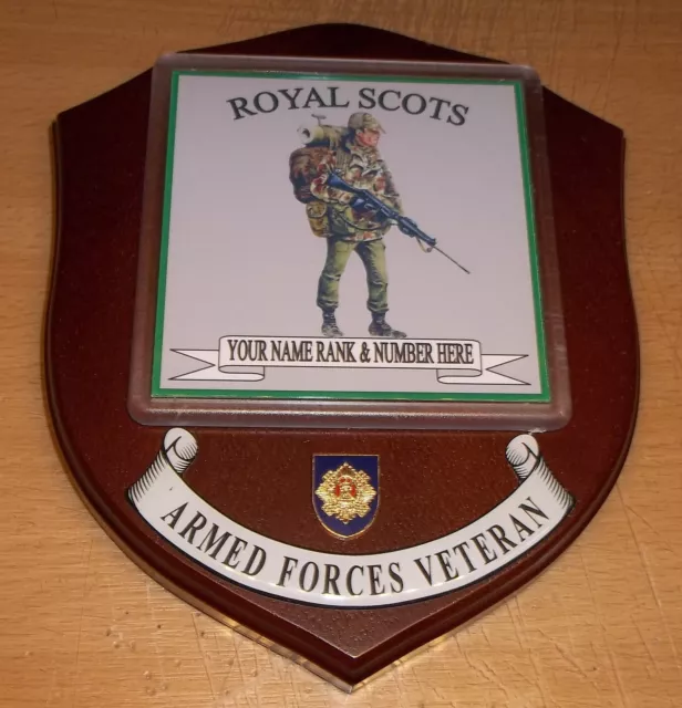 Royal Scots Veteran Wall Plaque with name, rank and number