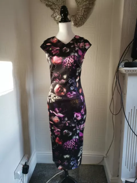 Robe bodycon neuve avec étiquettes Ted Baker taille 2 Shadow Flora superbe prix de vente £ 159,00