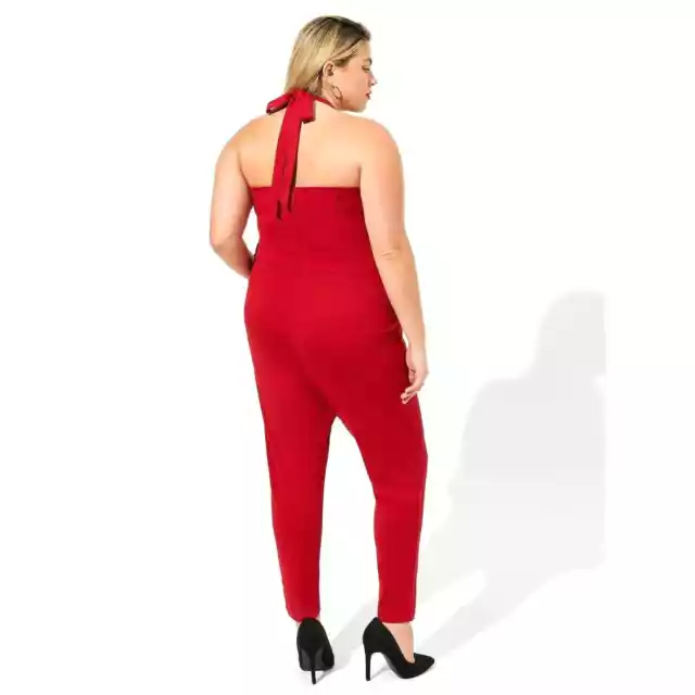 Torrid 00 (ladies size 10) Sexy Red Marilyn Monroe One Piece Halter Jumpsuit New 2