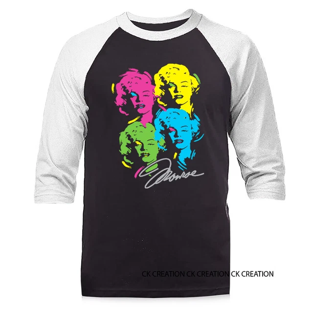 Pop Art Monroe 3/4 Sleeve Graphic  Raglan 3/4 Sleeve Baseball T-shirt Tee