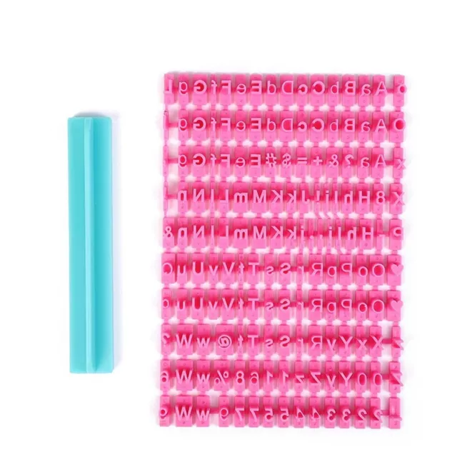 Multifunctional DIY Alphabet Number Letter Cookie Stamp Set 150pc Pink