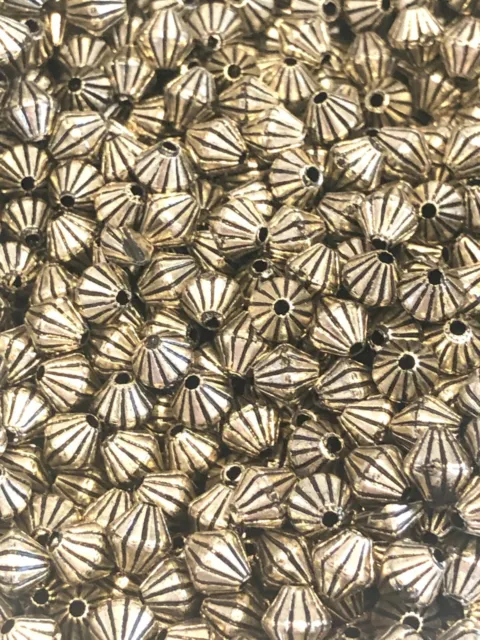 300 x perles d'espacement acrylique or argent BICONE 6 mm fabrication de bijoux UK tibétain