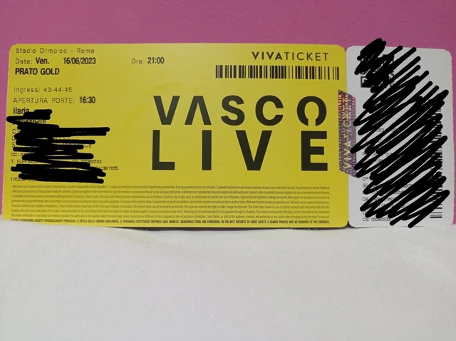 Vendo Biglietto Pit Gold Roma Vasco Rossi 16 Giugno.