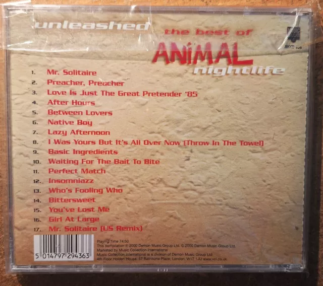 Animal Nightlife ‎– unleashed - the best of animal nightlife CD 2000 RARE 2