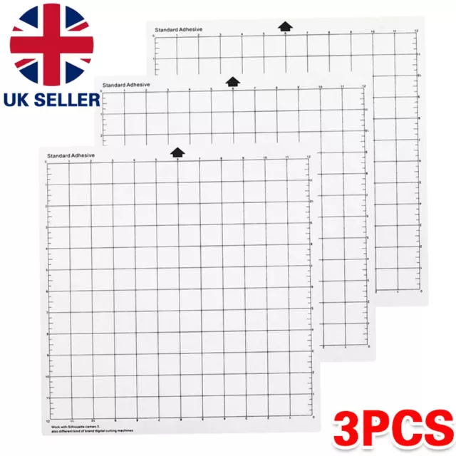 3X 12 inch Replacement Cutting Mat Transparent Adhesive For Silhouette Cameo