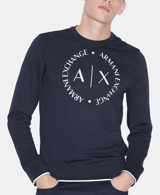 A|X ARMANI EXCHANGE AX Armani Exchange AX Circle Logo Sweatshirt Navy M NAVY