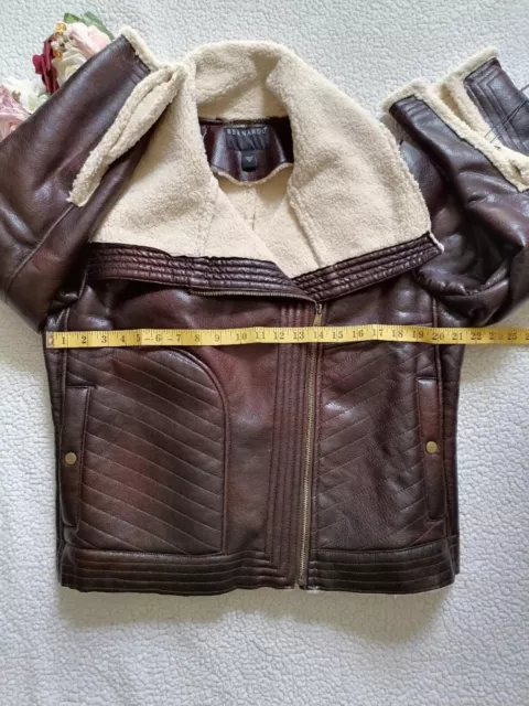 Bernardo Faux Leather Moto Jacket In Chocolate, Size XL 3