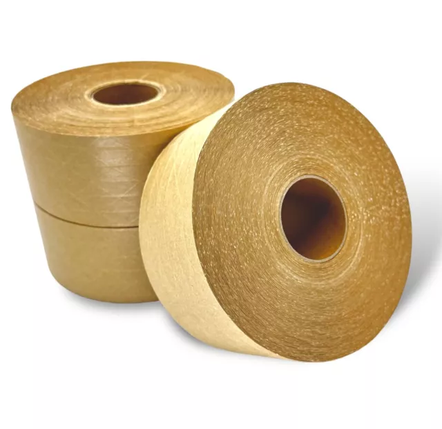 Reinforced Kraft Paper Carton Sealing Water Activated Tape 500Ft  (3Rolls Pack)