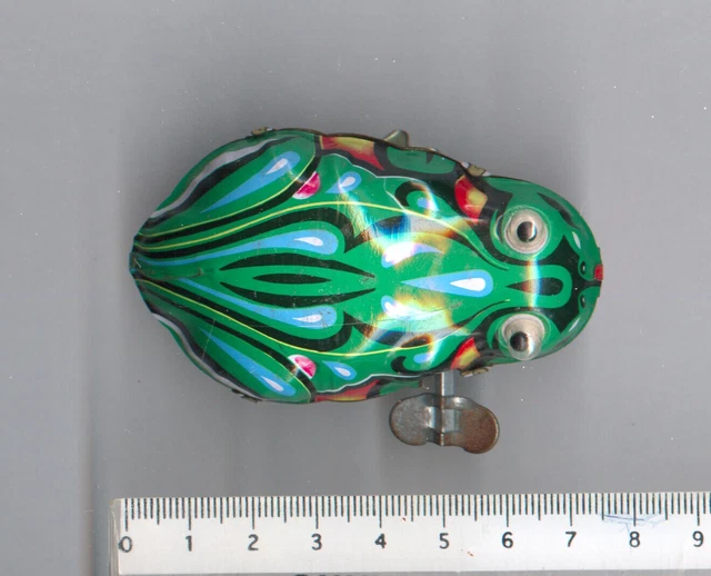 Jouet Ancien Grenouille Mécanique En Tôle - Fabrication Allemande - Collection Vintage - Neuf Dans Son Emballage