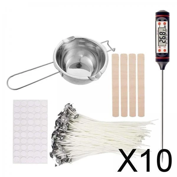 10X CANDLE MAKING Kit Candle Wicks Melt Pot Wick Sticker Holder Tools ...