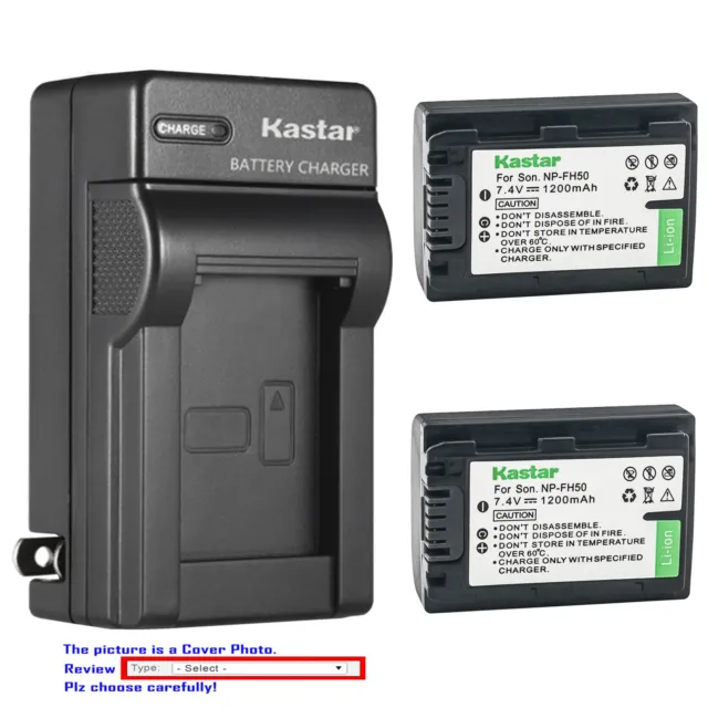 Kastar Battery Wall Charger for Sony NP-FH30 NP-FH50 NP-FH70 NP-FH100 AC-VQH10