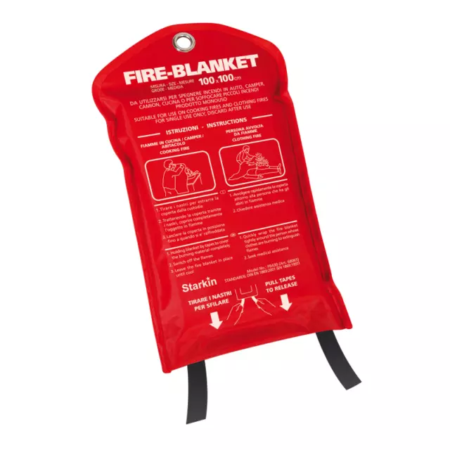 COPERTA IGNIFUGA ANTIFIAMMA ANTINCENDIO SPEGNI FUOCO 100x100 cm FIBRA DI VETRO