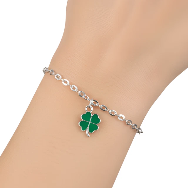 Bracciale Donna Argento 925 Con Quadrifoglio Portafortuna E Zirconia – Albero Della Vita, Lunghezza Regolabile, Confezione Regalo