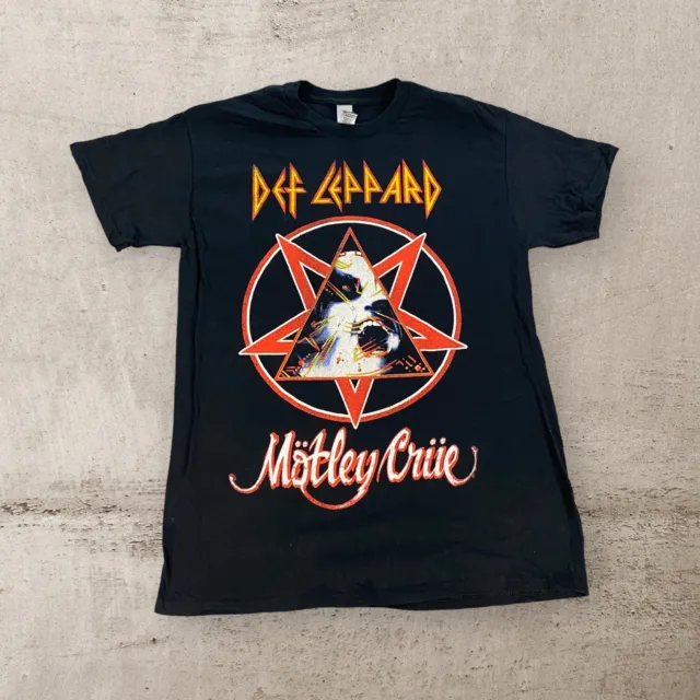 Def Leppard Motley Crue T Shirt Womens M Medium Graphic Band Tee Tour Merch Live