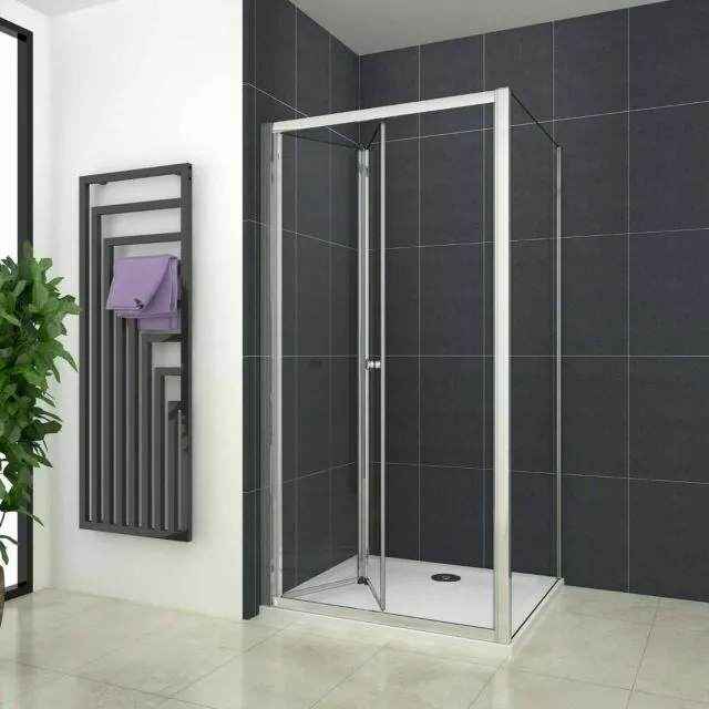 Bi fold Shower Enclosure Bifold Shower Door Walk In Bath Glass Screen Stone Tray
