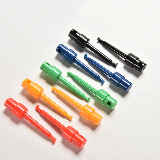 10 pz kit filo di piombo test clip gancio grabbers sonda di prova SMT/SMD per multimetro^