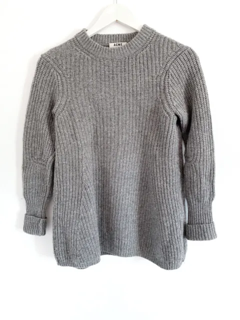 Acne Studios Womens Grey Chunky Knit Long Sleeve 100% Wool Jumper Size S