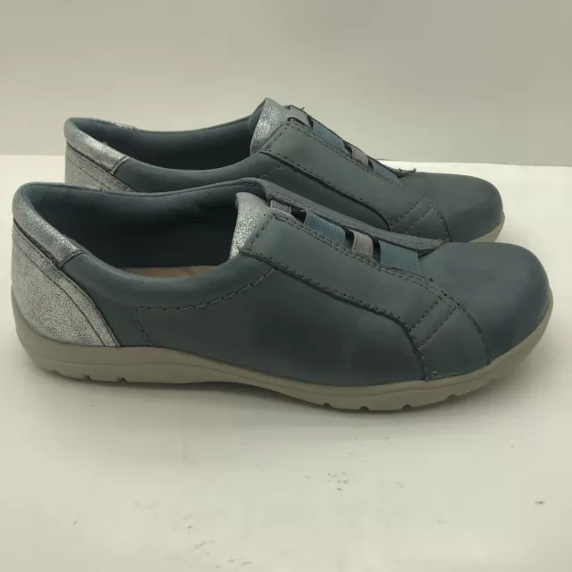 Earth Origins Womens Size 6.5 Rapid Toma Leather Slip On Comfort Blue Sneakers