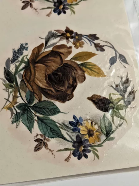 Calcomanías de cerámica tobogán de agua de colección marrón rosa pequeño pájaro varias flores