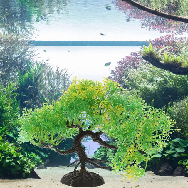 2 Pcs Aquarium Landscaping Artificial Plants Plastic Tree Fish Decorations